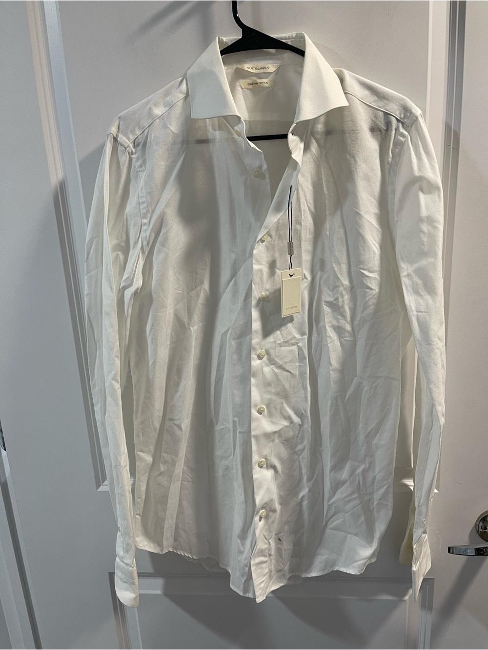 Suitsupply White Dress Shirt with Spread Collar Have Two Small Spots
